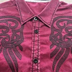 Roar | Shirts | Roar Long Sleeve Button Down Shirt Distressed Red Black ...